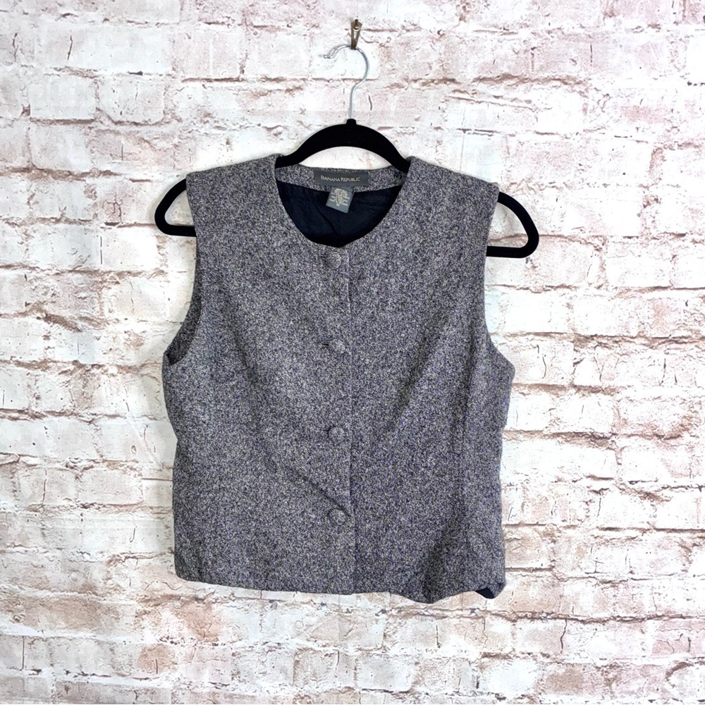 Vintage Banana Republic Silk Wool Blend Vest in Gray Size 10